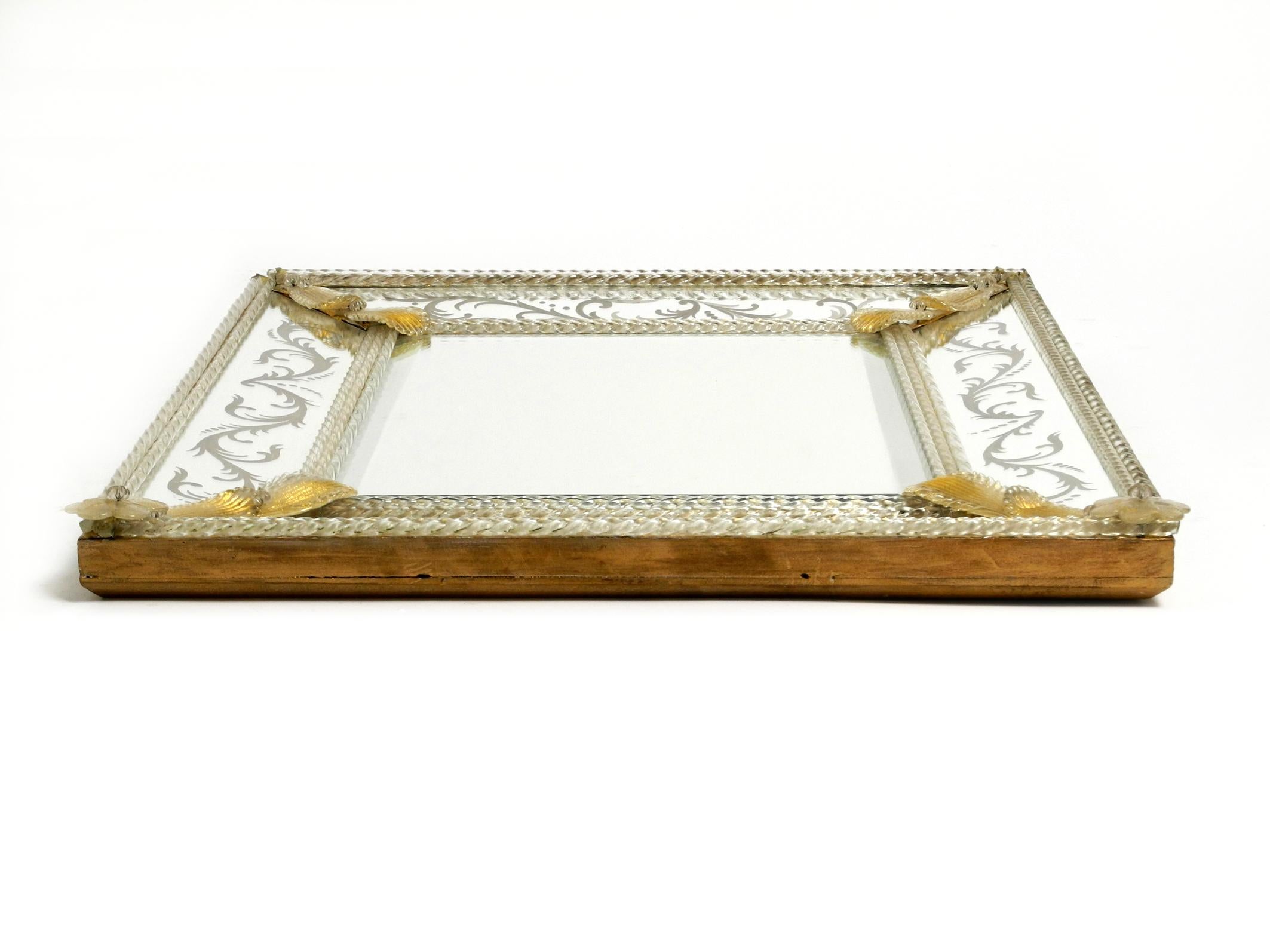 Italian Midcentury Wall Mirror with Murano Glass Frame by Barovier & Toso For Sale 14