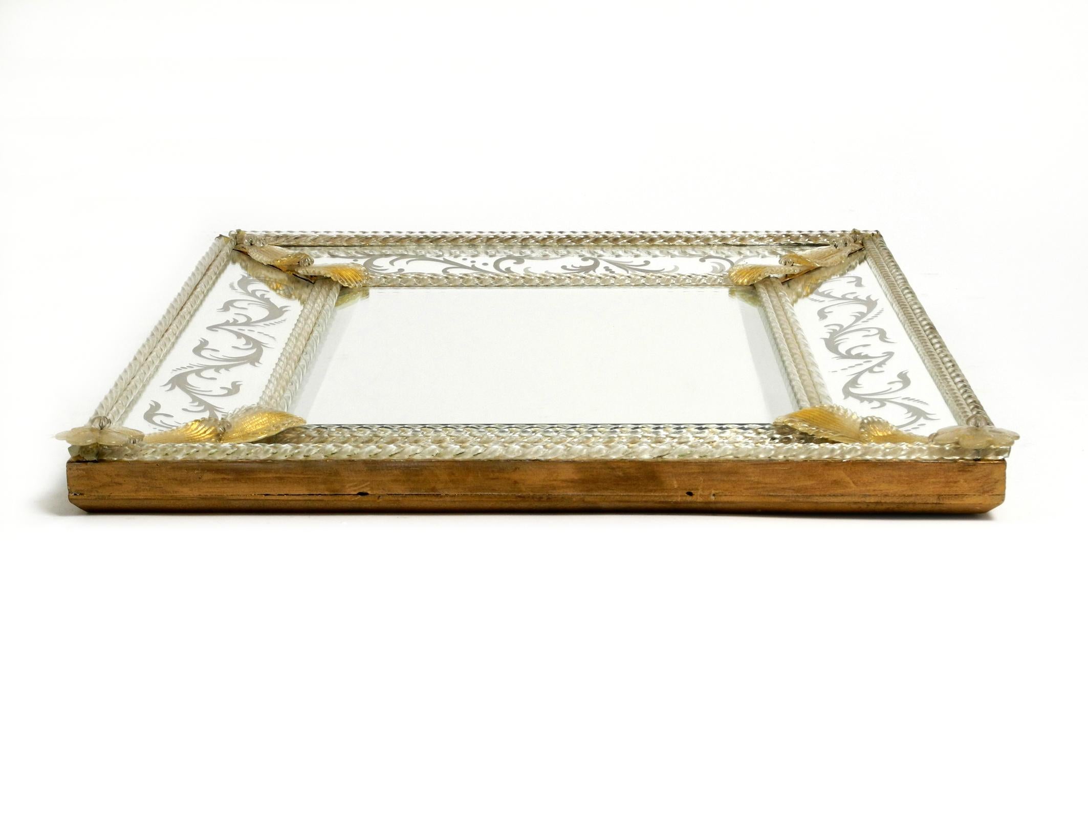 Italian Midcentury Wall Mirror with Murano Glass Frame by Barovier & Toso 14