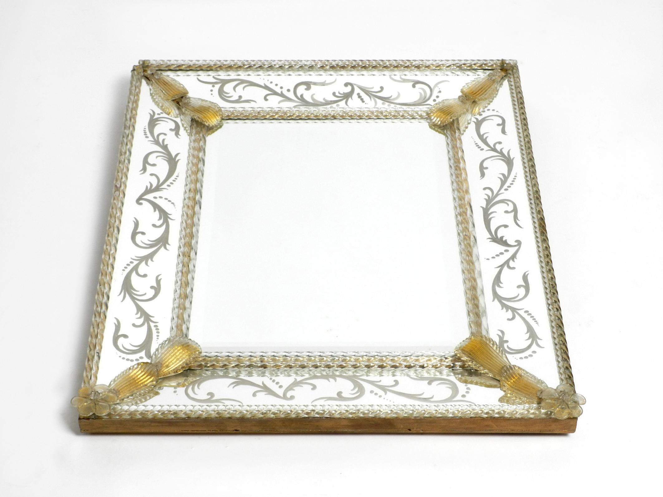 Italian Midcentury Wall Mirror with Murano Glass Frame by Barovier & Toso In Good Condition In München, DE