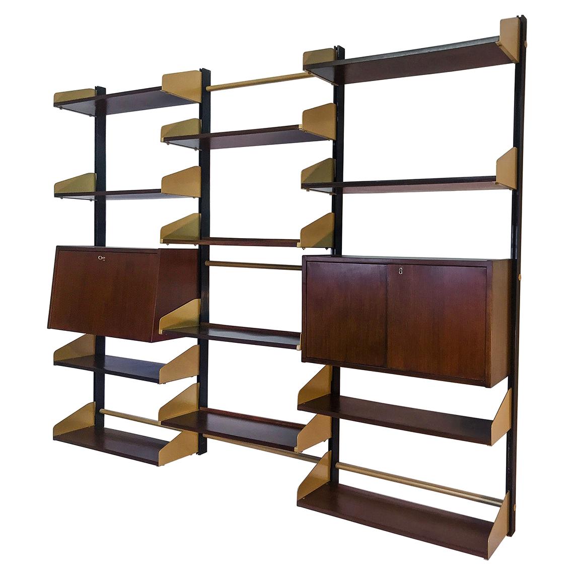 Italian MidCentury Wall Mounted Bookcase by Feal, 1960s at 1stDibs