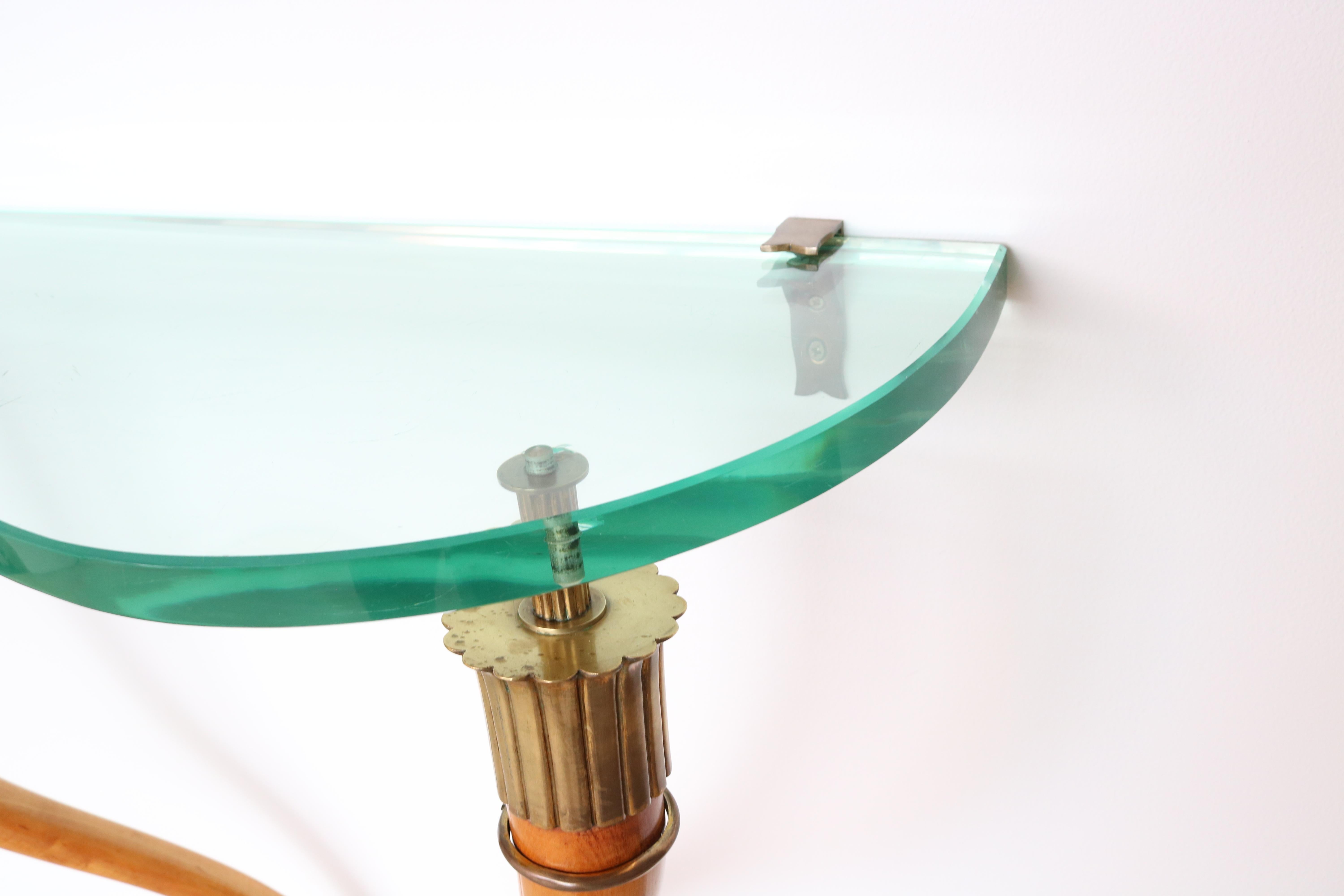Italienische Konsole aus der Jahrhundertmitte für die Wandmontage (Messing) im Angebot