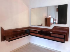Italian Mid-Century Wall Mounted Corner Console with Mirror by Dassi, 1950s