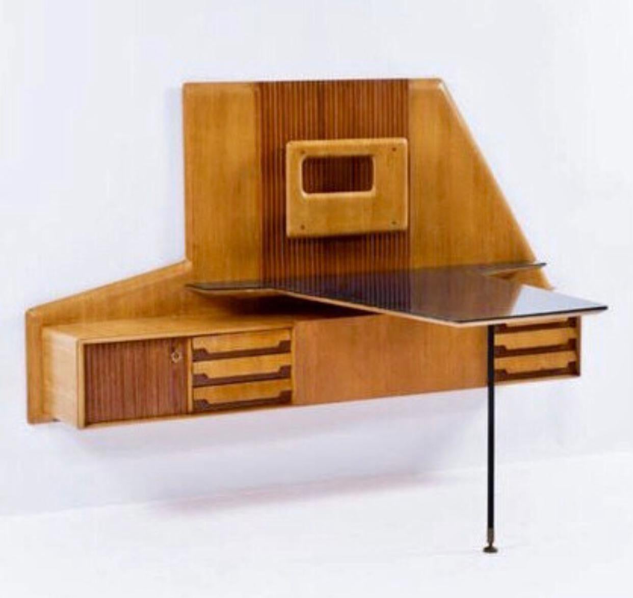 Italian Mid-Century Wall Mounted Sideboard with Drawers by Gio Ponti, 1950s 14