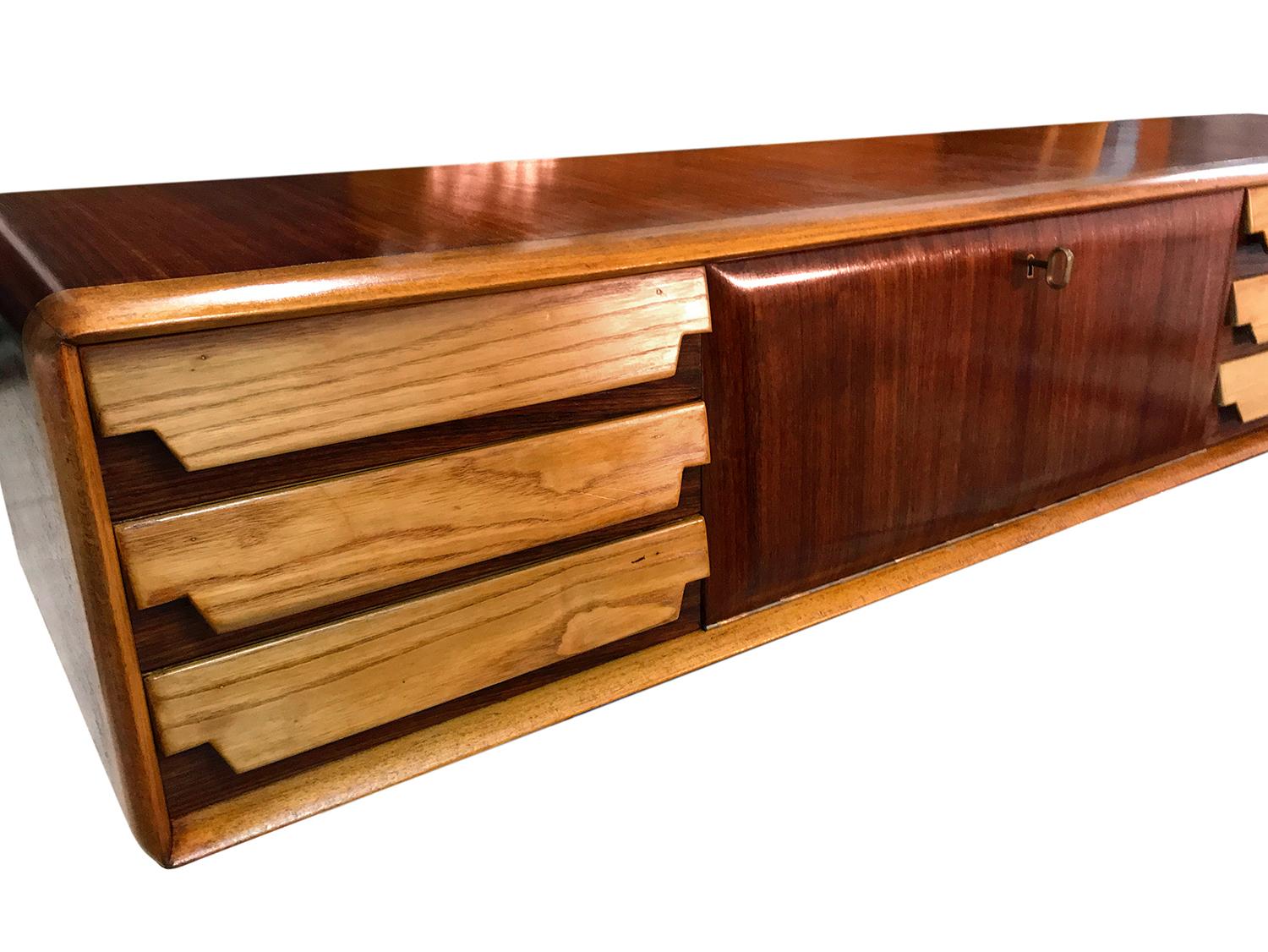 Italian Mid-Century Wall Mounted Sideboard with Drawers by Vittorio Dassi, 1950s 10