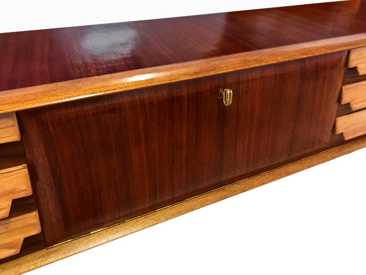 Italian Mid-Century Wall Mounted Sideboard with Drawers by Vittorio Dassi, 1950s 12