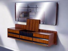 Italian Mid-Century Wall Mounted Sideboard with Mirror by Vittorio Dassi, 1950s