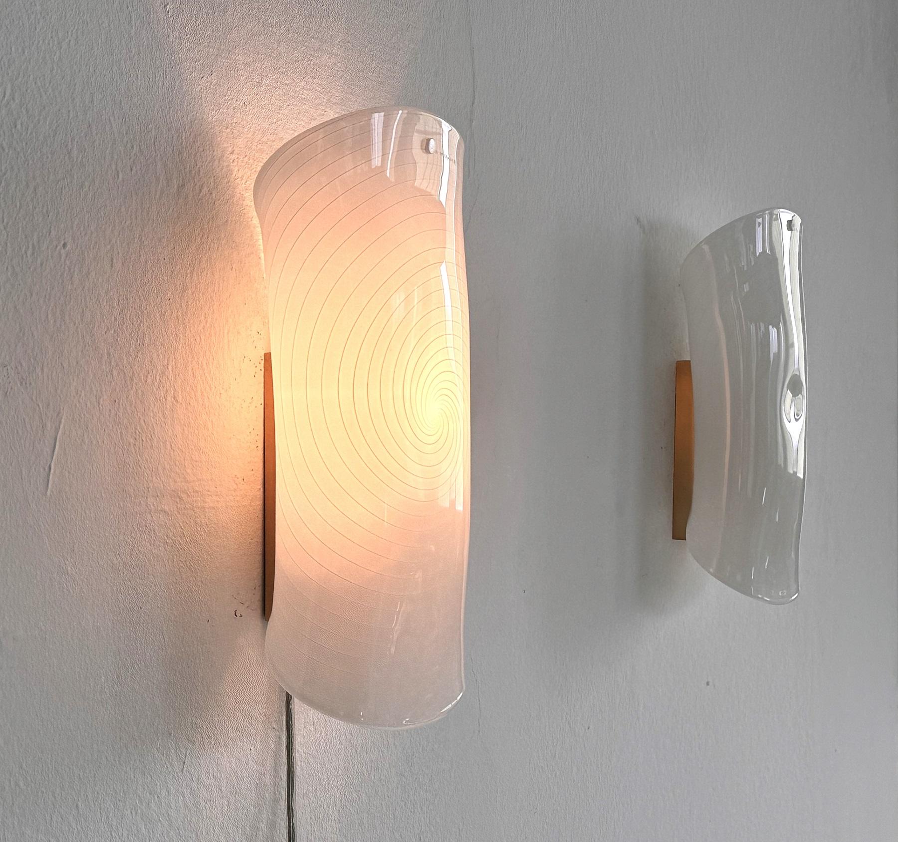 Italian Mid-Century Wall Sconces in Murano Glass and Brass by La Murrina, 1980s For Sale 1
