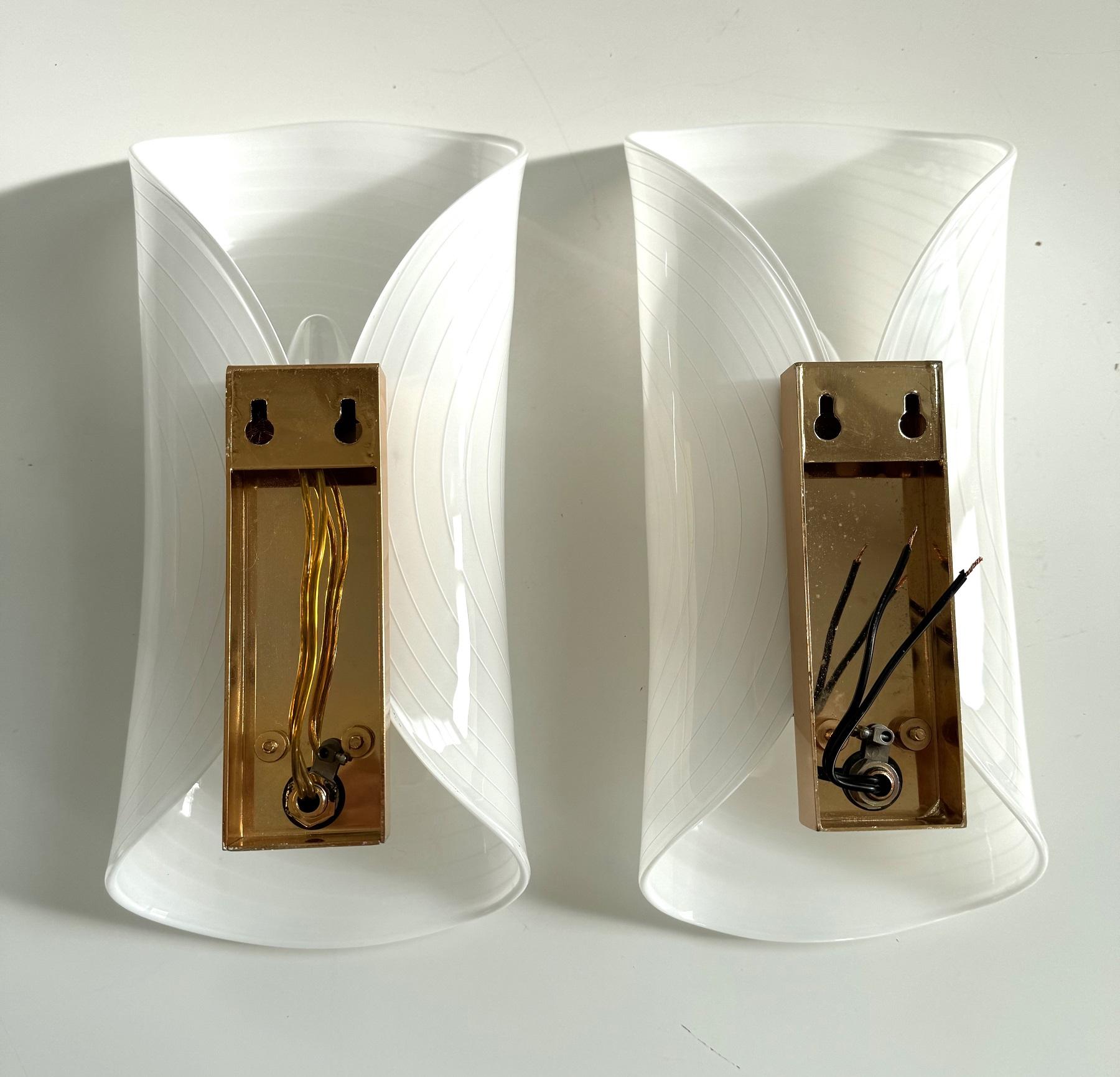 Italian Mid-Century Wall Sconces in Murano Glass and Brass by La Murrina, 1980s For Sale 3