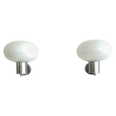 Apliques de pared italianos de mediados de siglo en cristal de Murano y cromo, años 70, lote de 2