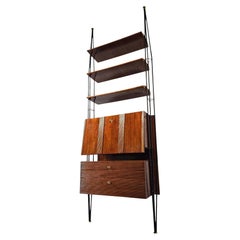 Italian Mid Century Wall unit Bookcase with Cabinet Bar, 1960s