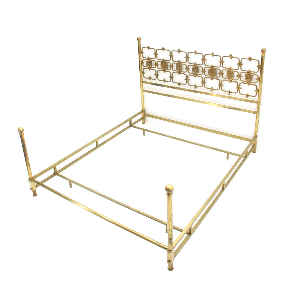 Mid-20th Century Italian Midcentury Wall Unit Brass Bed by Frigerio, 1960s