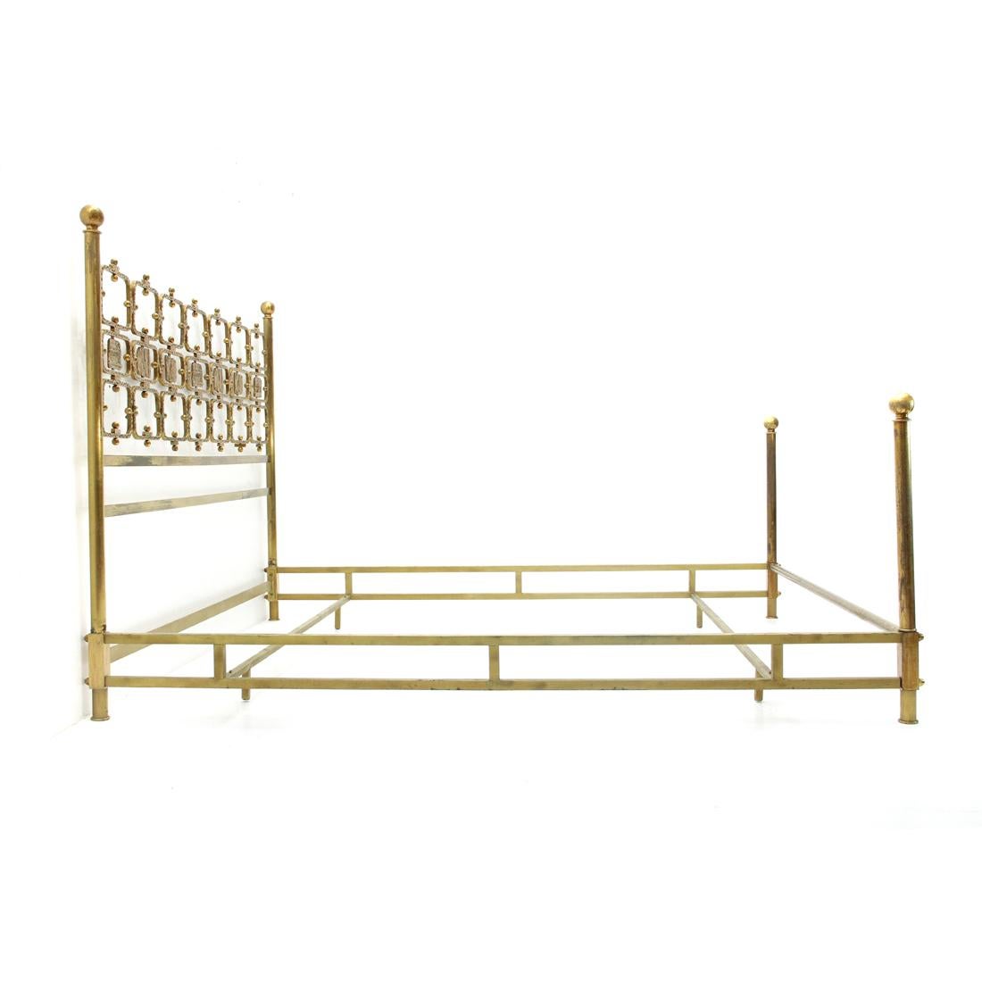 Metal Italian Midcentury Wall Unit Brass Bed by Frigerio, 1960s