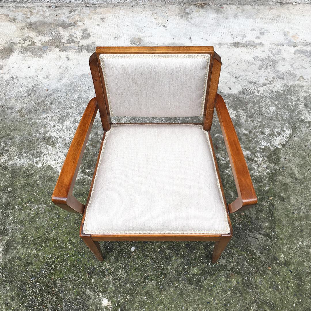 Italian Mid-Century Walnut Armchairs with Armrests and New Padded, 1930s  1
