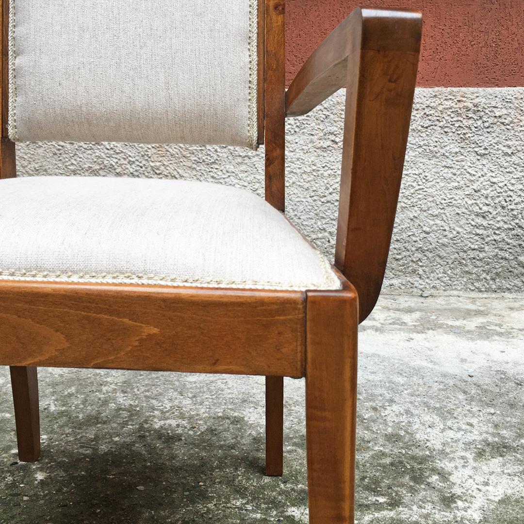Italian Mid-Century Walnut Armchairs with Armrests and New Padded, 1930s  3