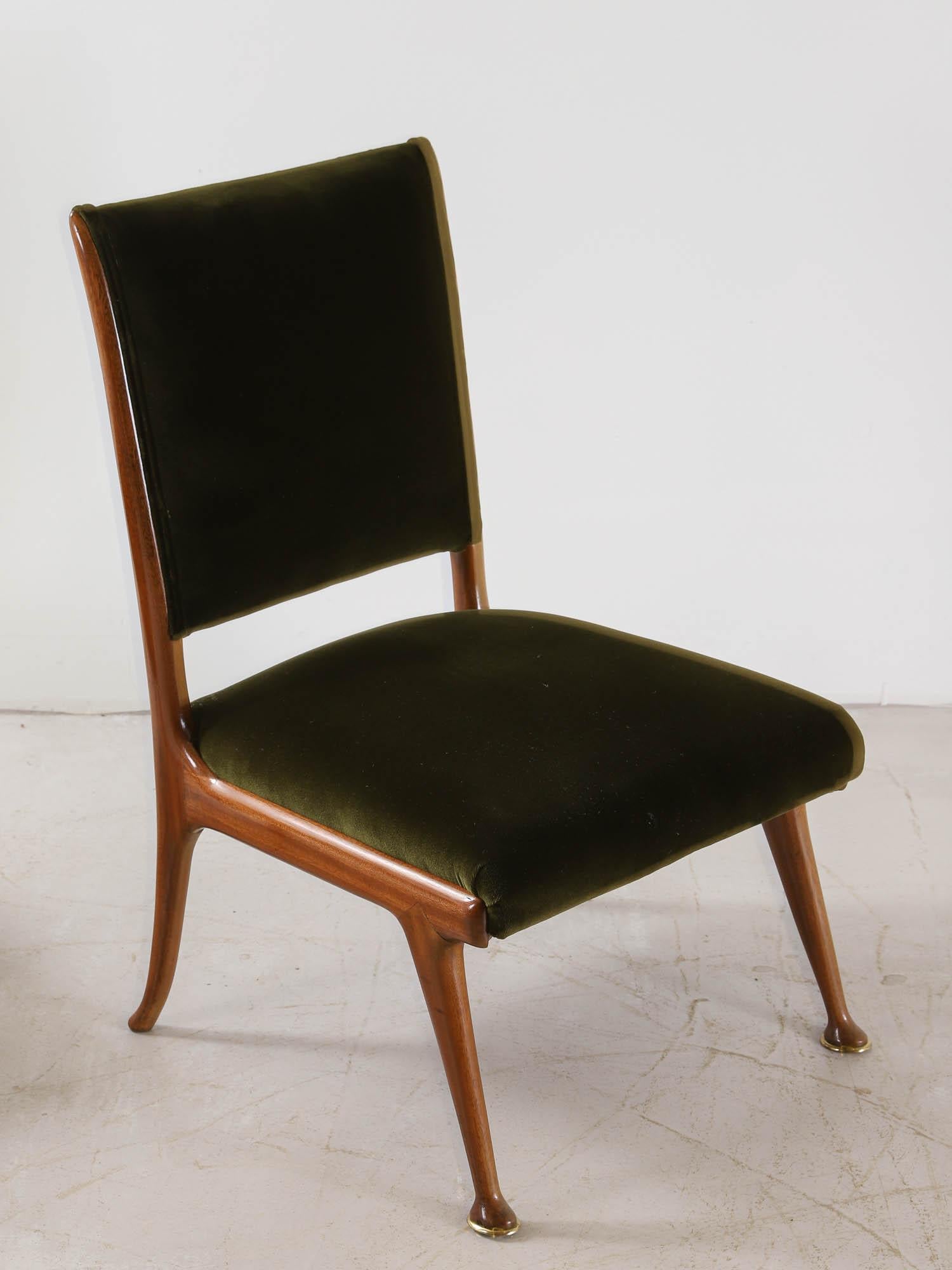 20th Century Italian Mid-Century Walnut Chair & Ottoman For Sale