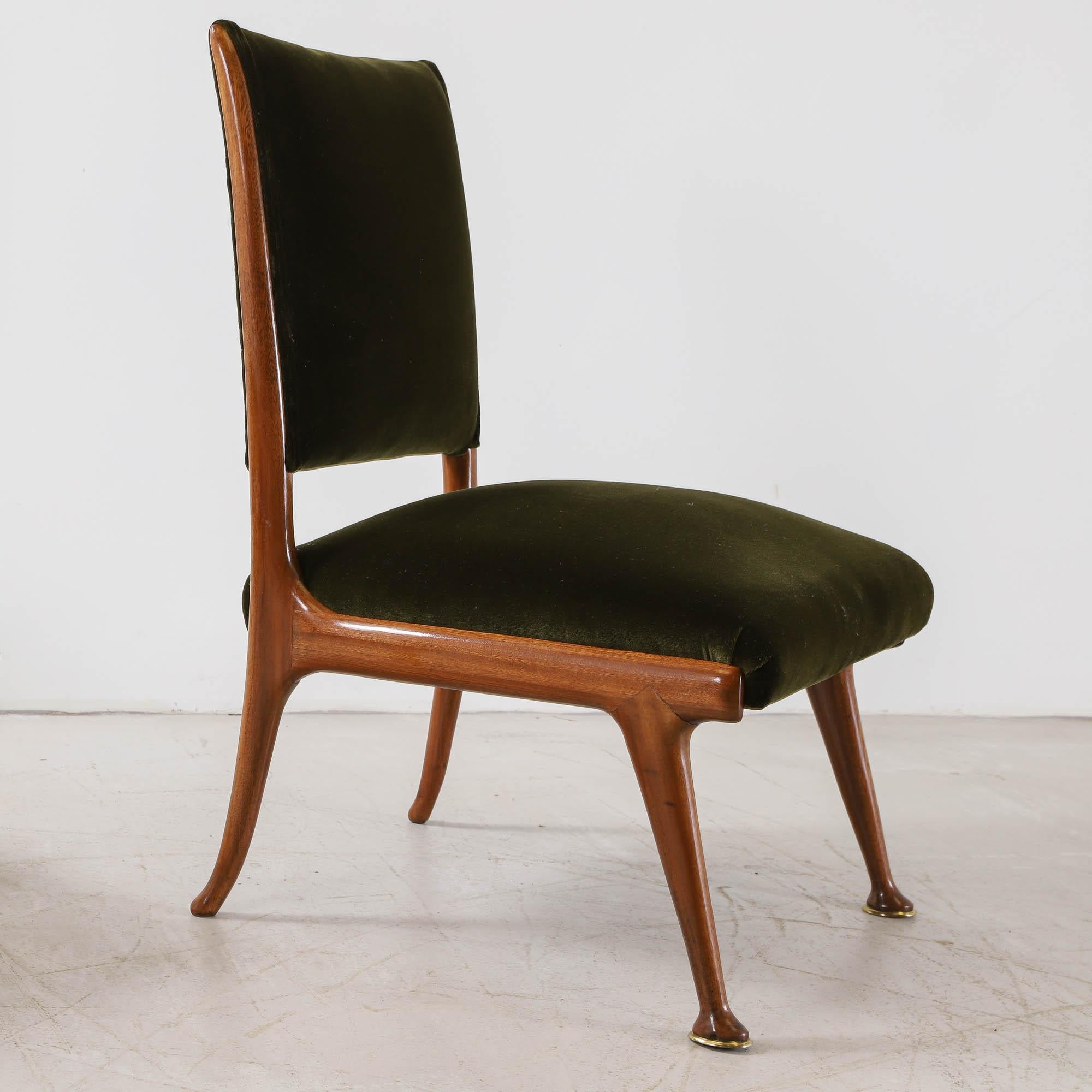 Italian Mid-Century Walnut Chair & Ottoman For Sale 1
