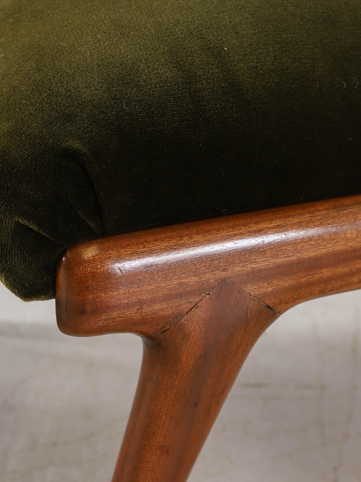 Italian Mid-Century Walnut Chair & Ottoman For Sale 2