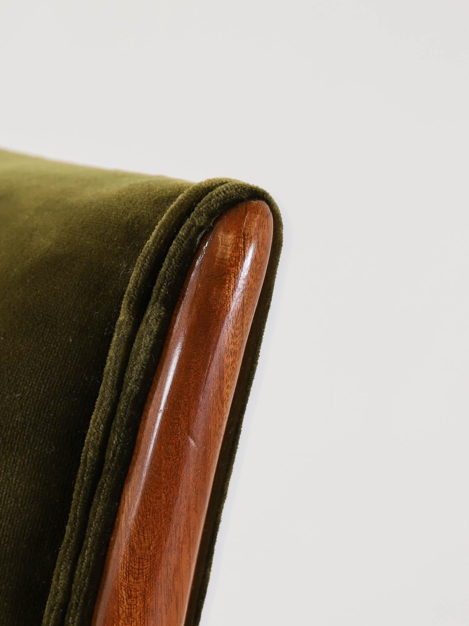 Italian Mid-Century Walnut Chair & Ottoman For Sale 3