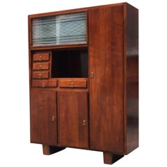 Italian Mid-Century Walnut Cupboard with Compartments and Drawers, 1940s