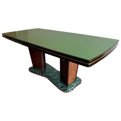 Vintage Italian Mid-Century Walnut Dining Table Art Deco style by Vittorio Dassi, 1950s