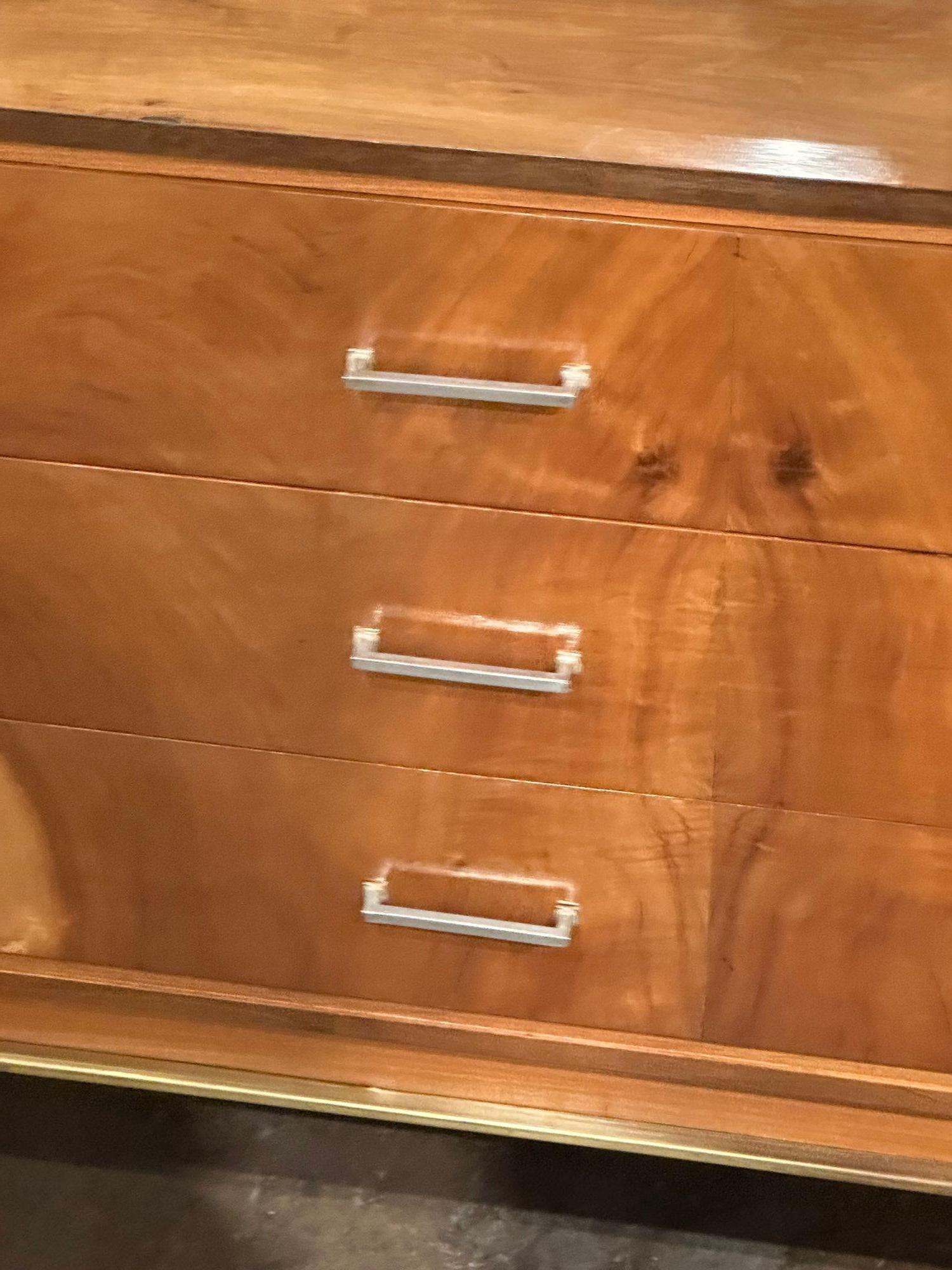 Brass Italian Mid-Century Walnut Dresser For Sale