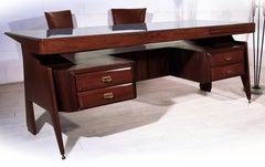 Italian Mid-Century Walnut Executive Desk by Vittorio Dassi, 1950s