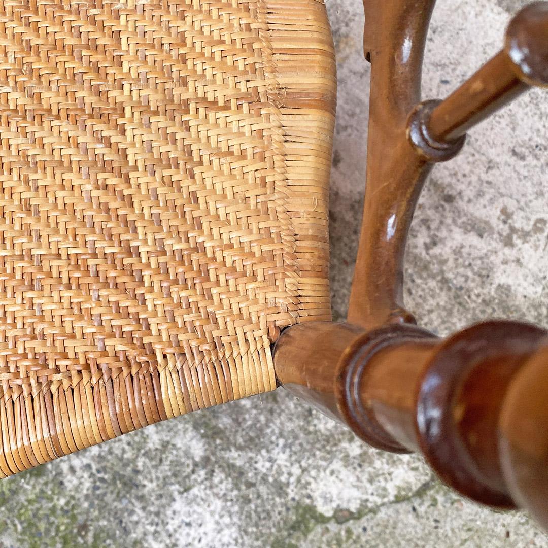 Italian Mid Century Walnut Lacquered Wood and Wicker Chiavarina Chair, 1950s 6