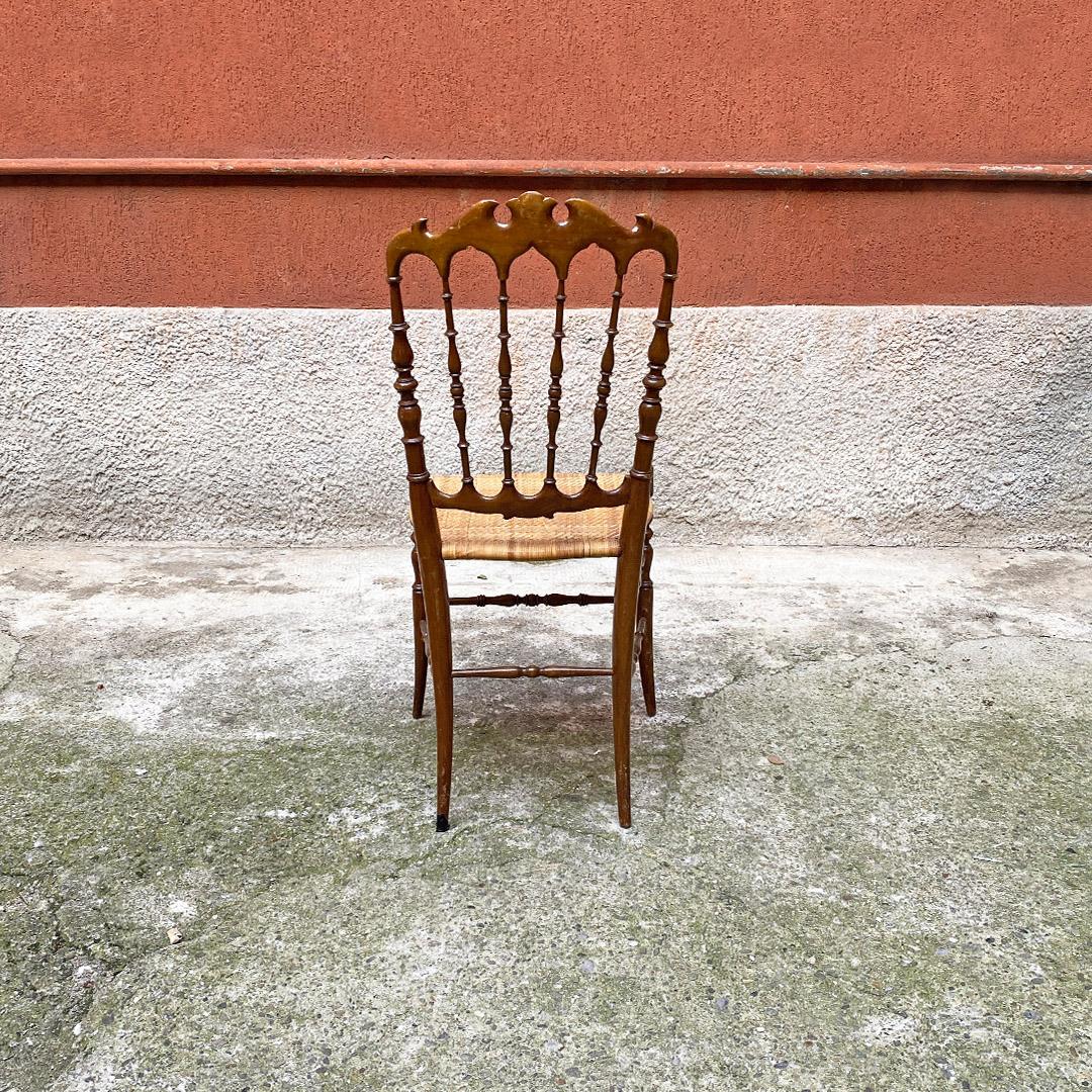 Italian Mid Century Walnut Lacquered Wood and Wicker Chiavarina Chair, 1950s 1