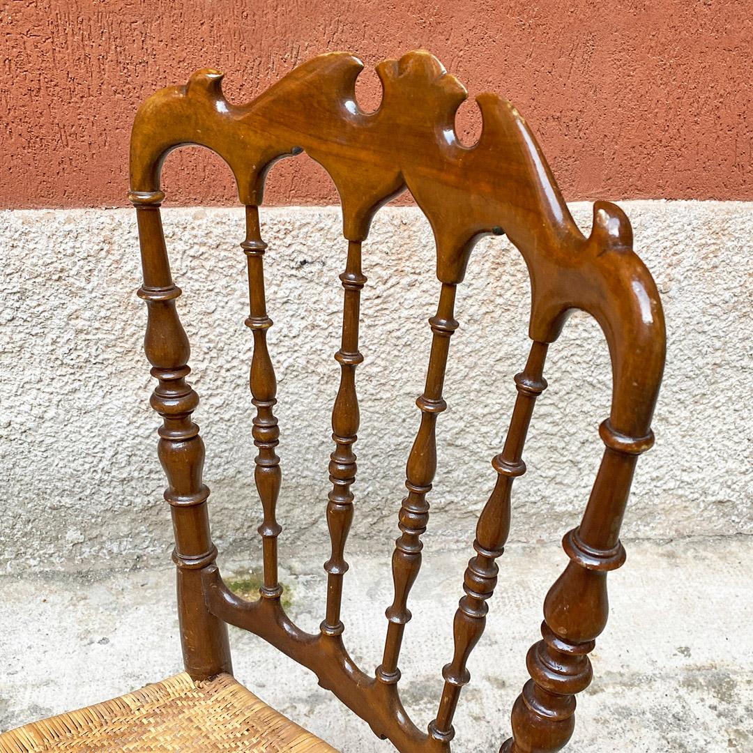 Italian Mid Century Walnut Lacquered Wood and Wicker Chiavarina Chair, 1950s 2