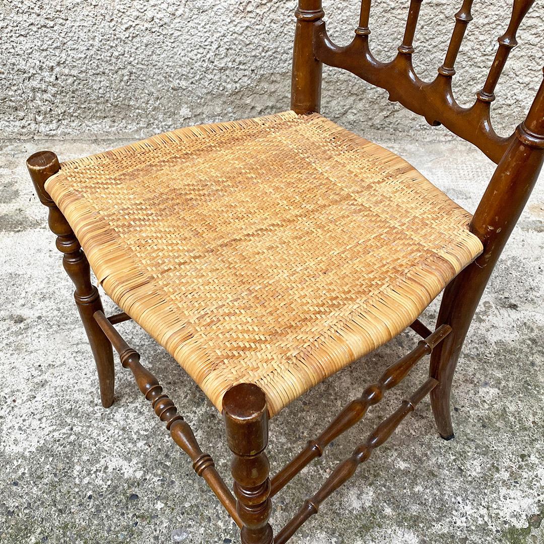 Italian Mid Century Walnut Lacquered Wood and Wicker Chiavarina Chair, 1950s 4