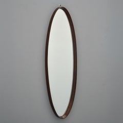 Italian Mid-Century Walnut Oval Mirror