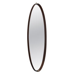 Italian Mid-Century Walnut Oval Mirror