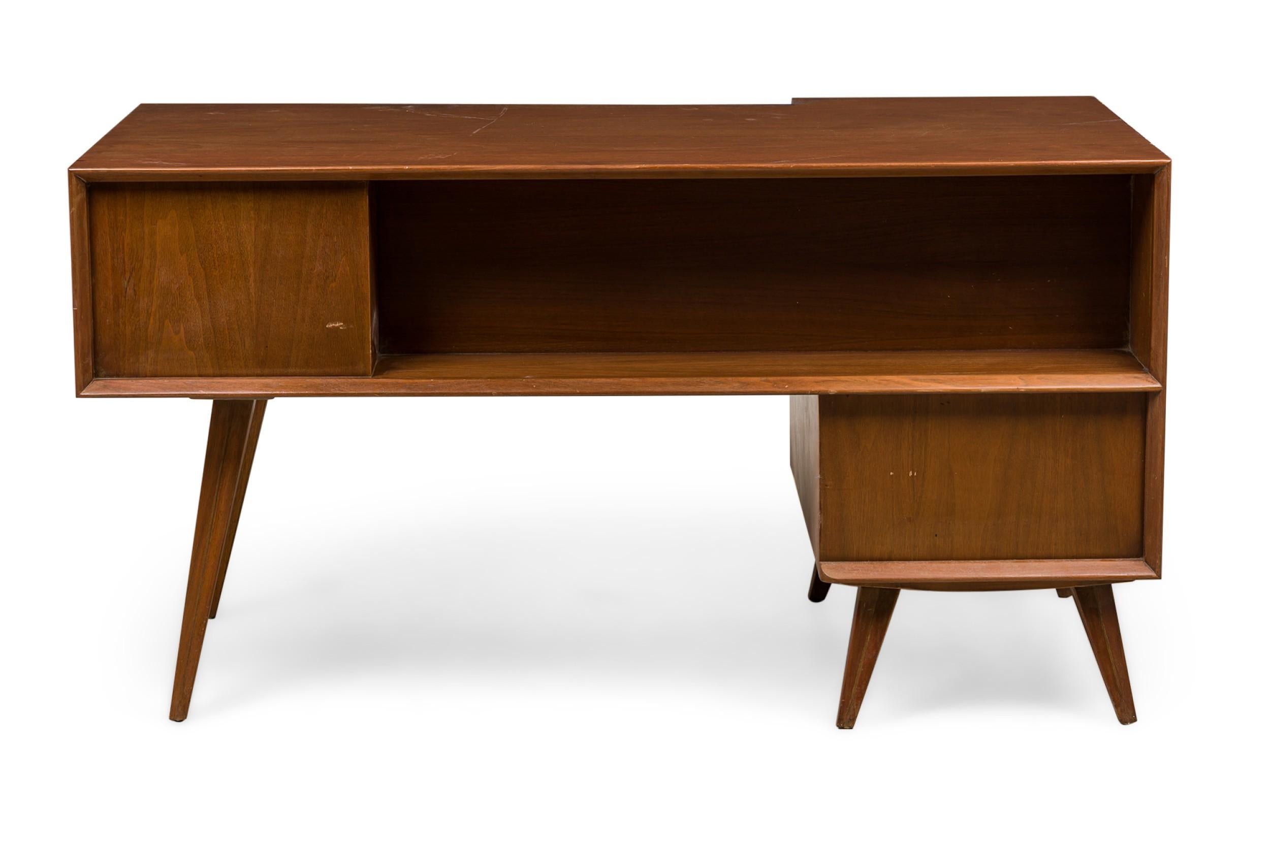 20th Century Italian Mid-Century Walnut Ponti Style Desk For Sale
