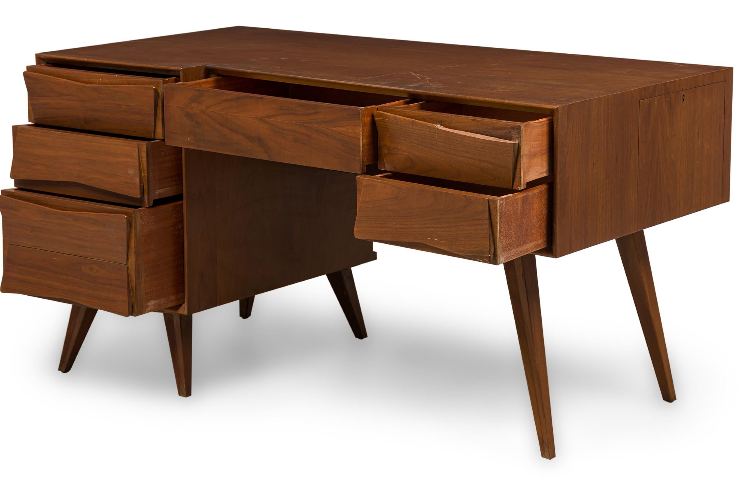 Wood Italian Mid-Century Walnut Ponti Style Desk For Sale