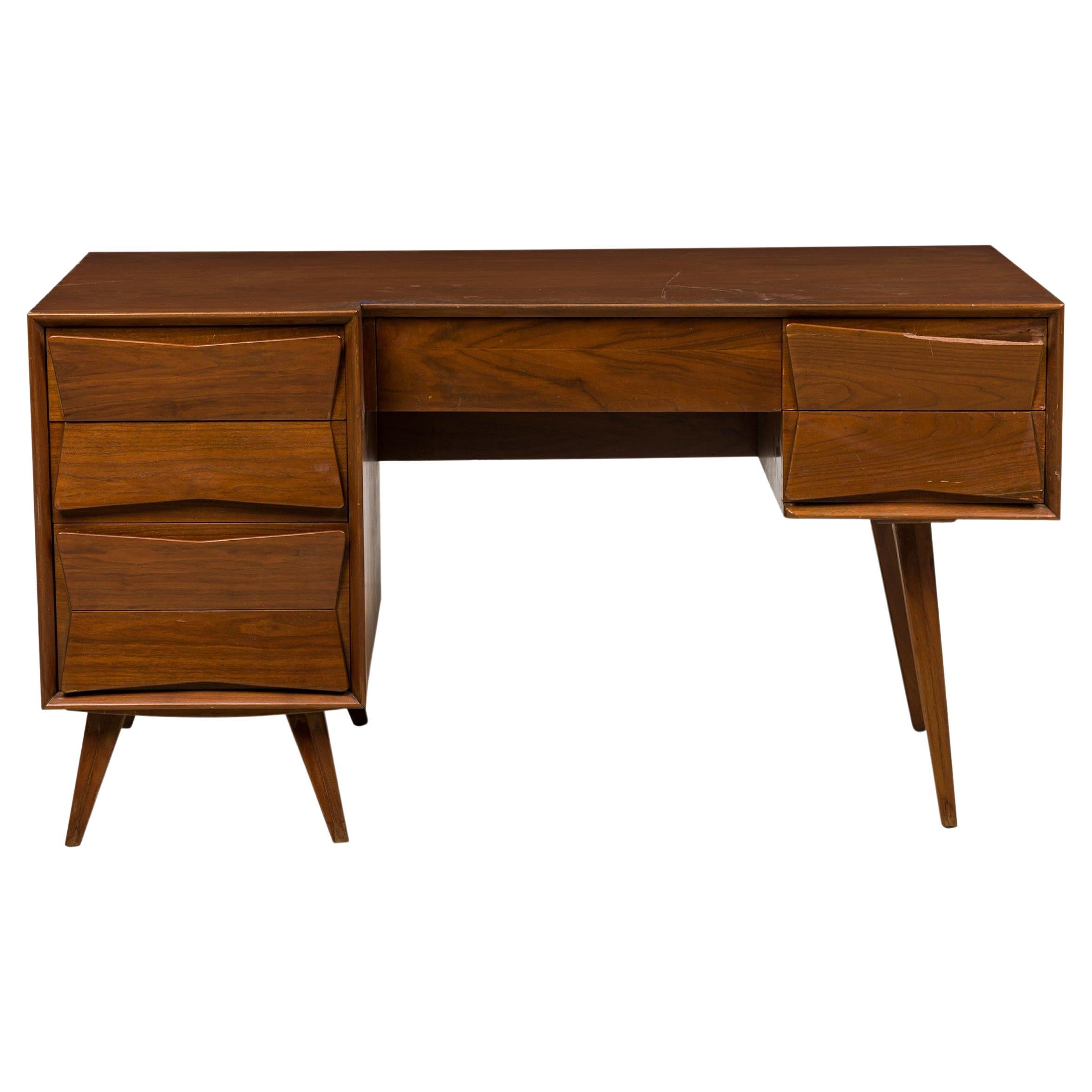 Italian Mid-Century Walnut Ponti Style Desk