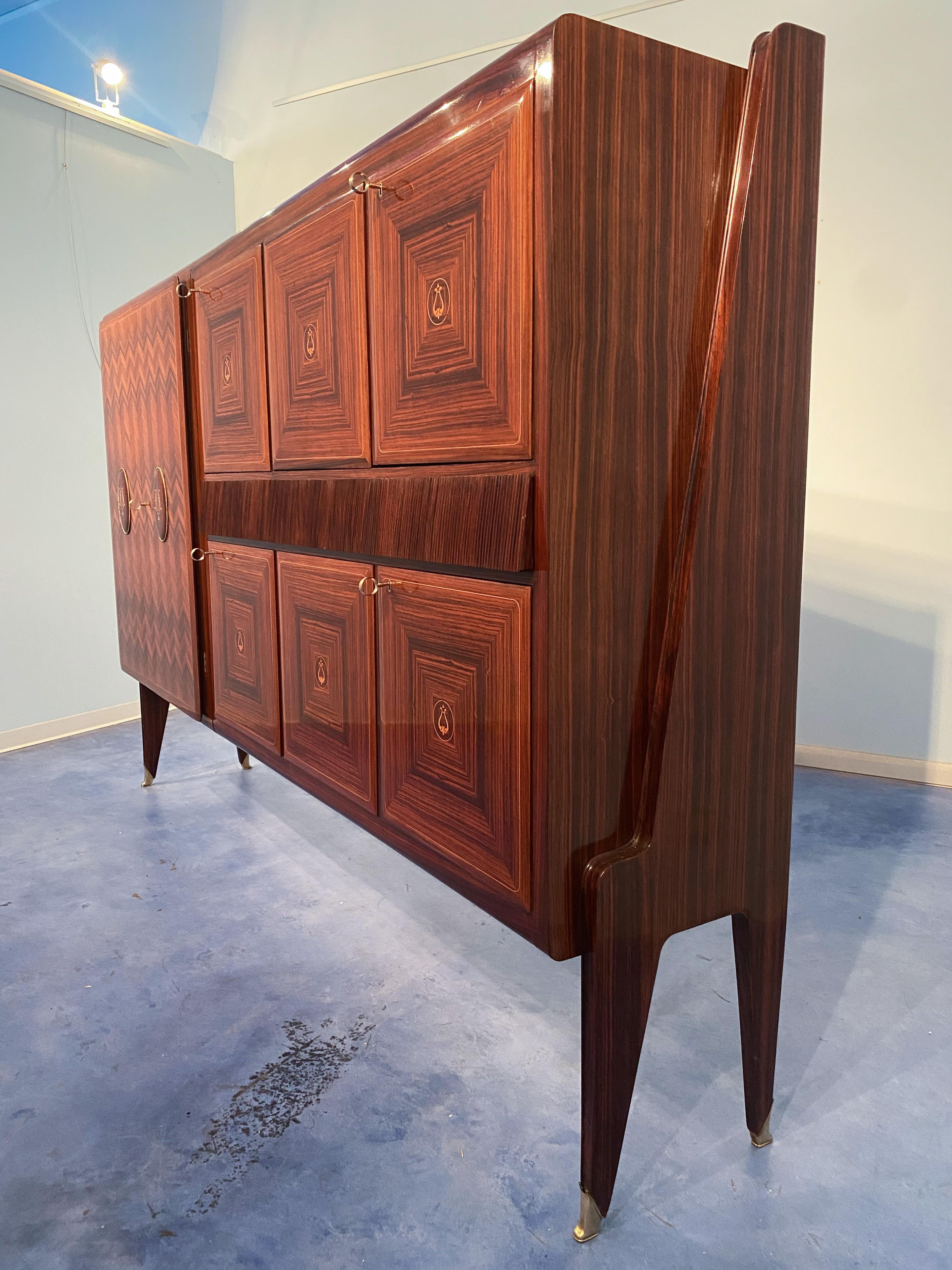 Mid-Century Modern Italian Mid-Century Rosewood Tall Sideboad by Vittorio Dassi, 1950s  For Sale