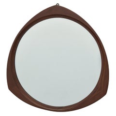 Italian Mid-Century Walnut Wall Mirror with Trefoil Frame