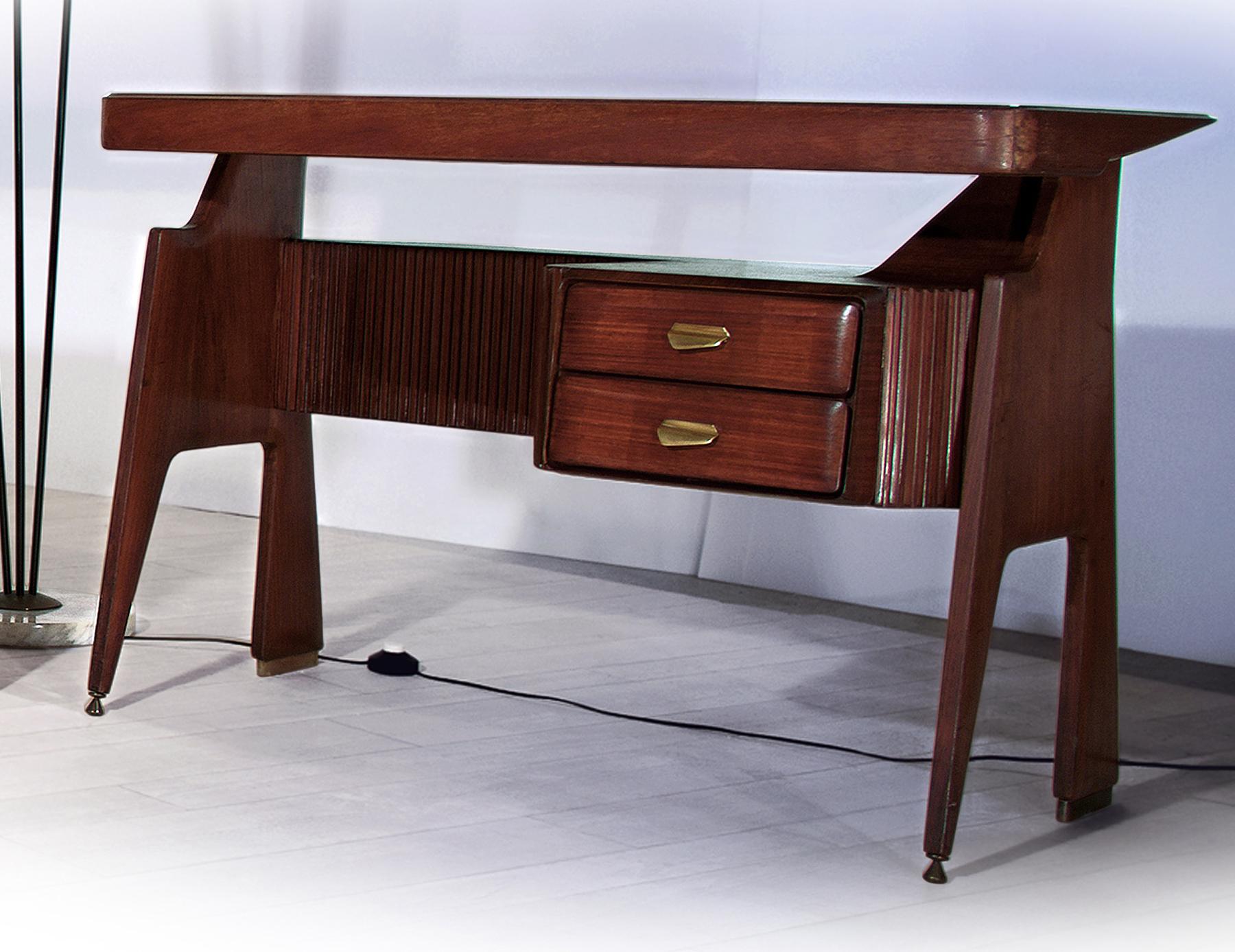 Italian Mid-Century Walnut Writing Desk by Vittorio Dassi, 1950s 3