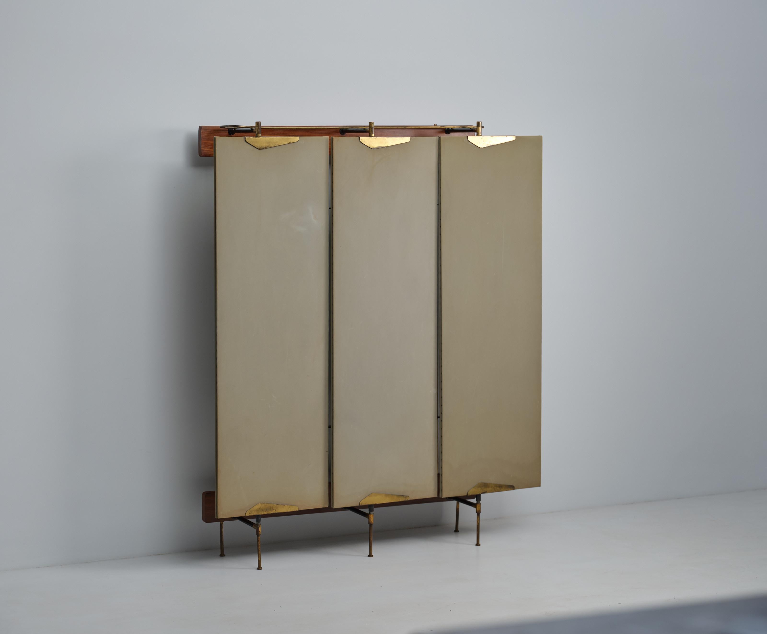 Brass Italian Midcentury Wardrobe with Swinging Doors