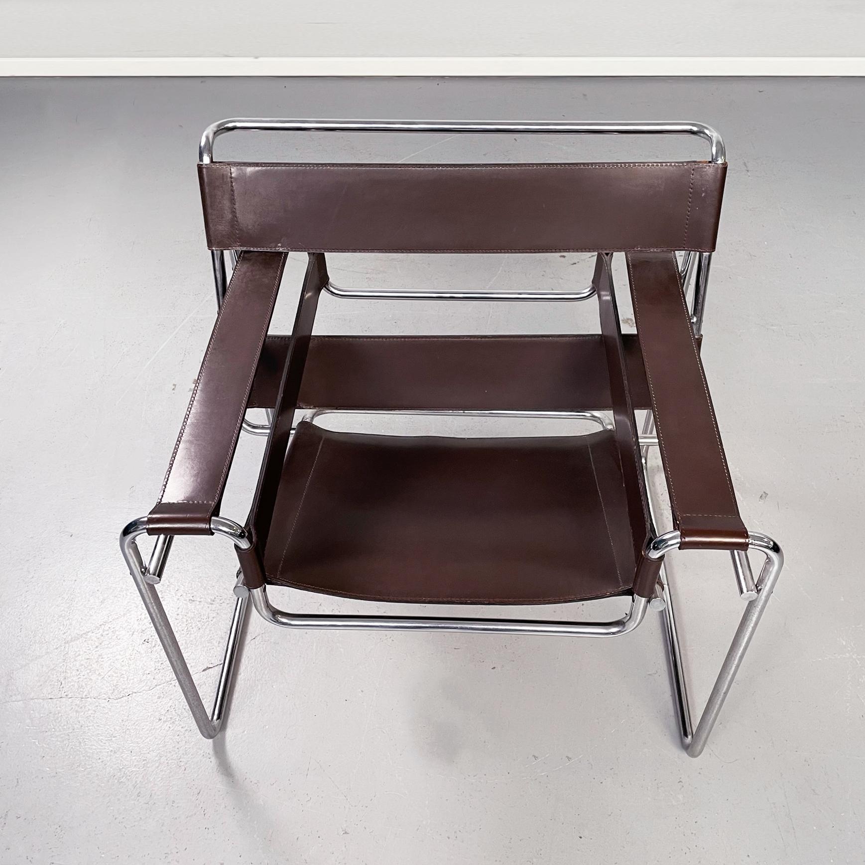 Late 20th Century Italian Mid-Century Wassily B3 Brown Leather Armchair by Breuer for Gavina, 1960