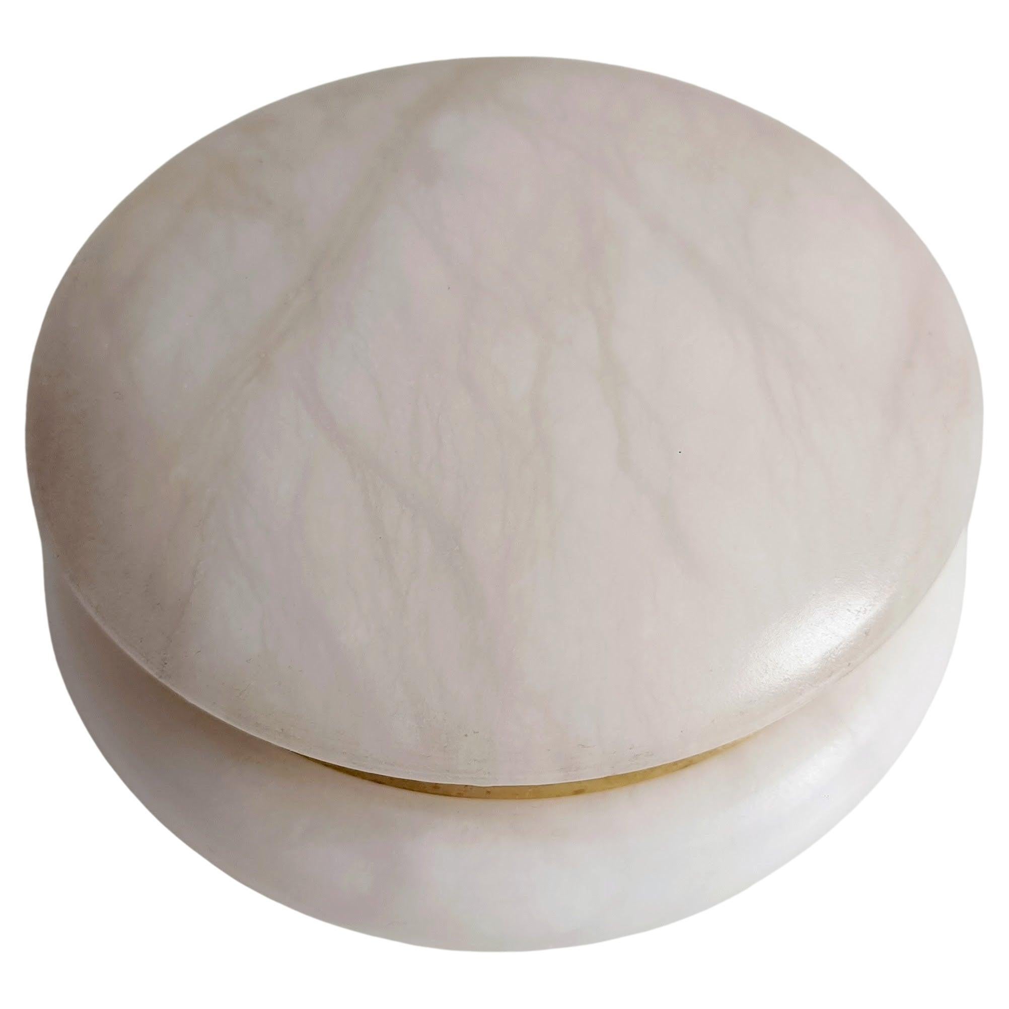 Italian Mid-Century White Alabaster and Gold Metal Jewelry Box