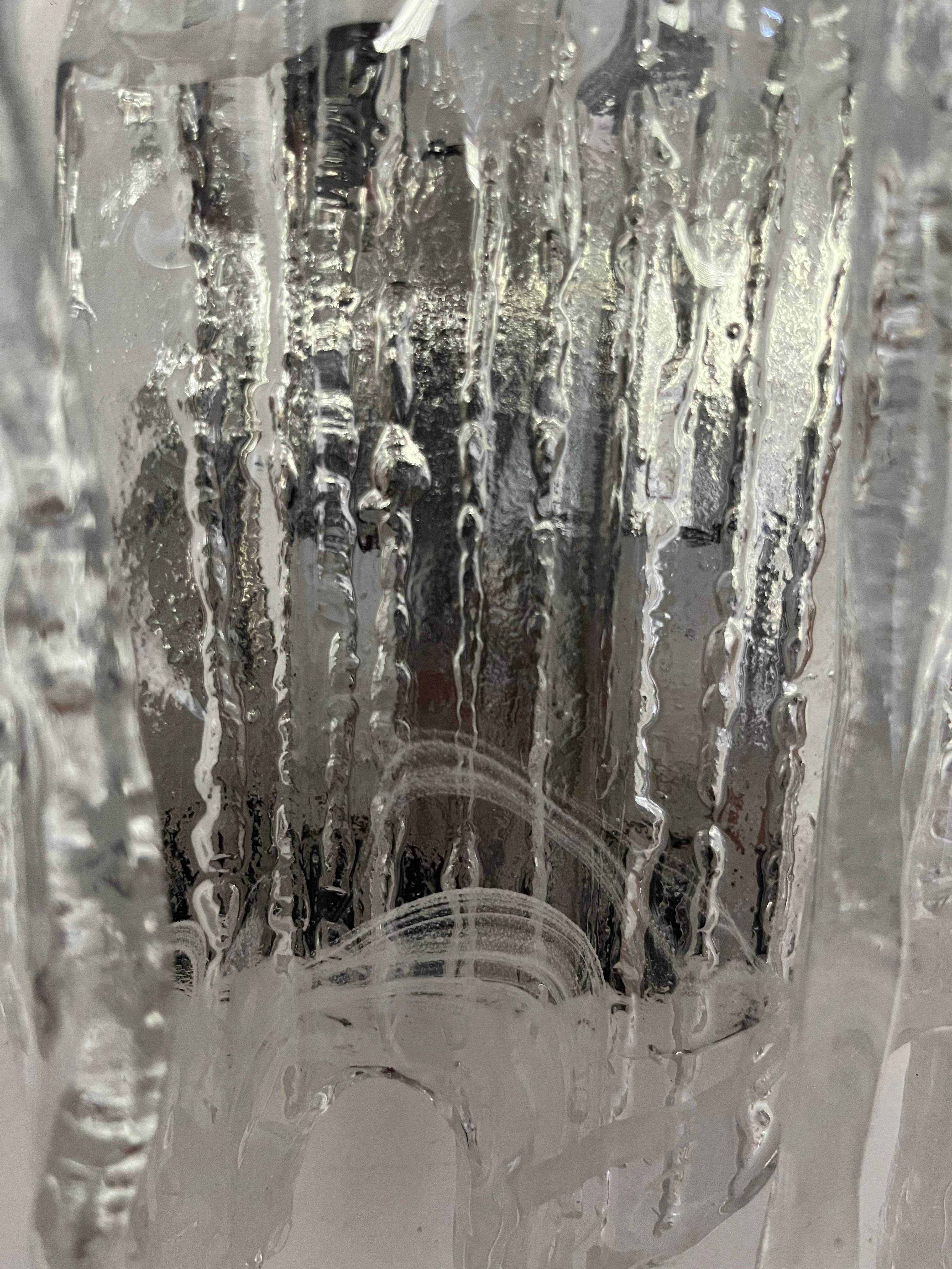 Aplique de pared italiano de mediados de siglo en cristal de Murano blanco transparente de Mazzega, años 70 en venta 6