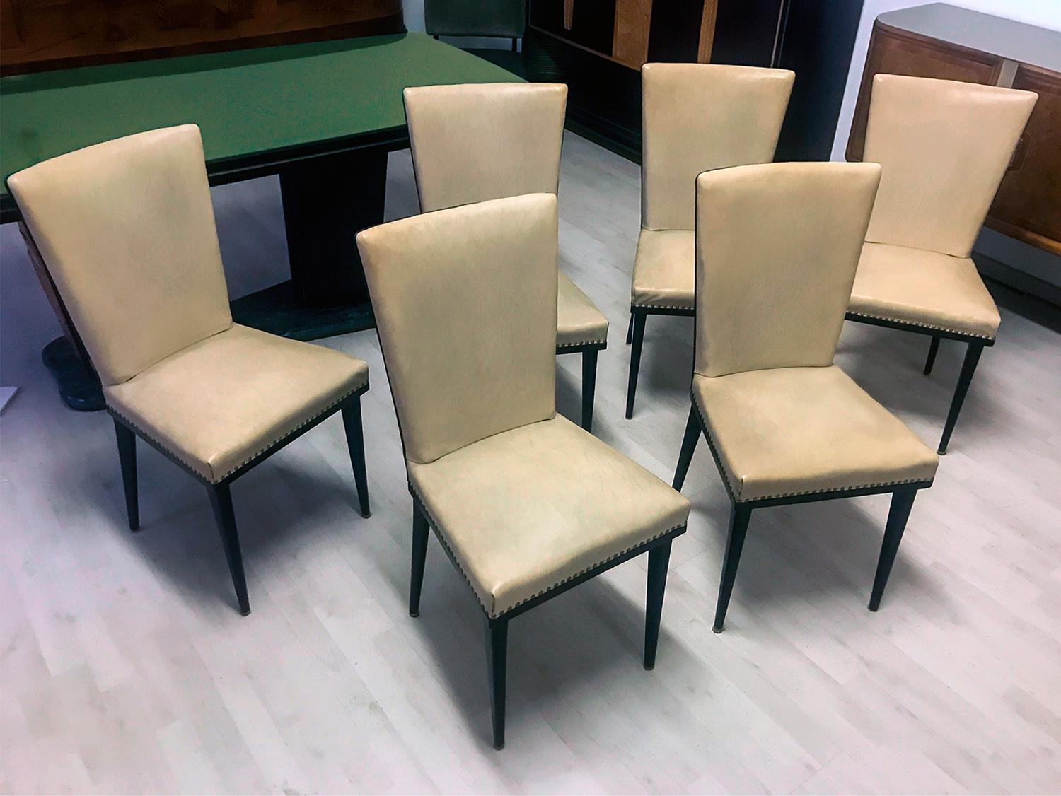 Italian Midcentury White Dining Chairs by Vittorio Dassi, 1950s, Set of 6 4