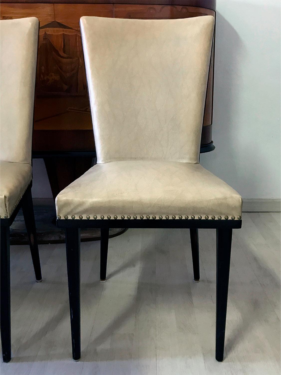 Italian Midcentury White Dining Chairs by Vittorio Dassi, 1950s, Set of 6 9