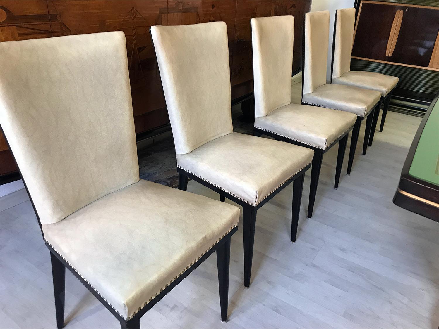 Mid-Century Modern Italian Midcentury White Dining Chairs by Vittorio Dassi, 1950s, Set of 6