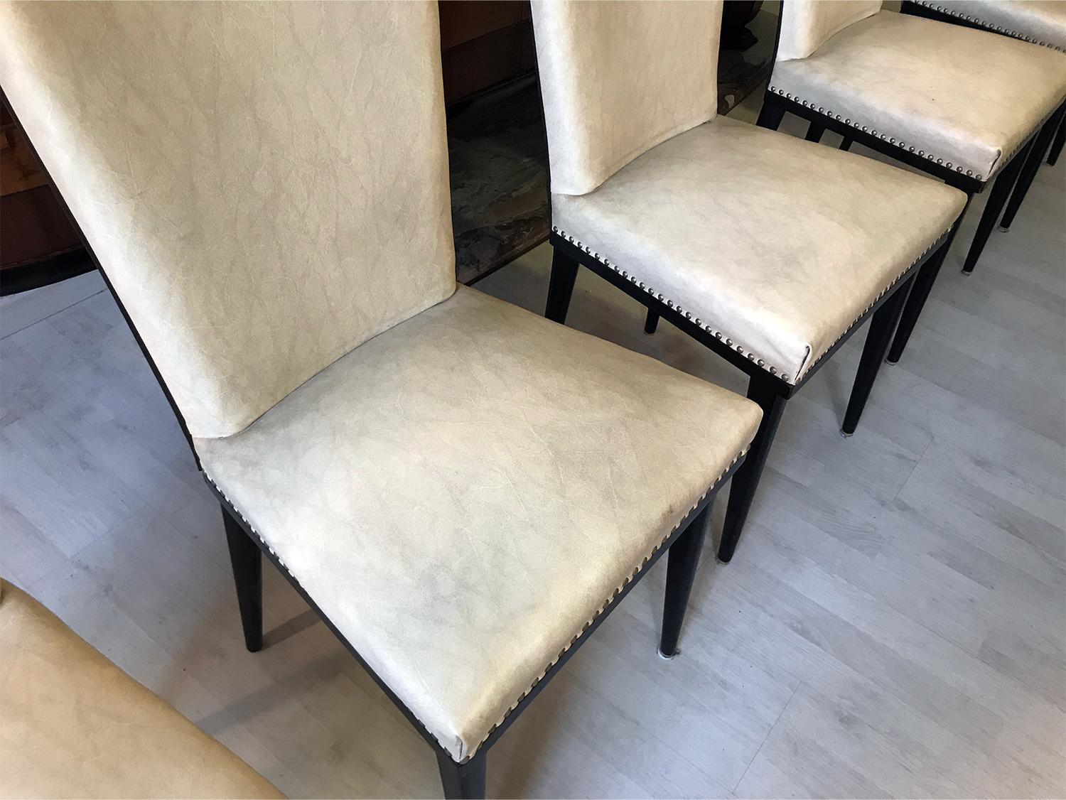 Italian Midcentury White Dining Chairs by Vittorio Dassi, 1950s, Set of 6 In Good Condition In Traversetolo, IT