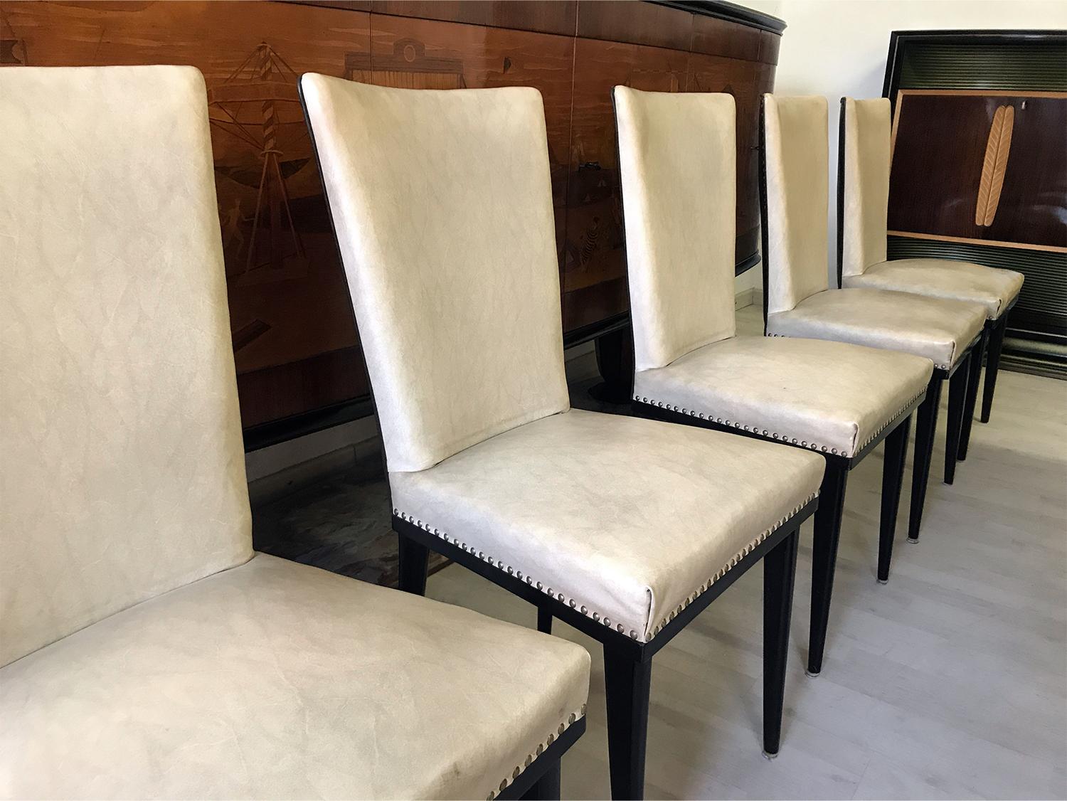 Mid-20th Century Italian Midcentury White Dining Chairs by Vittorio Dassi, 1950s, Set of 6