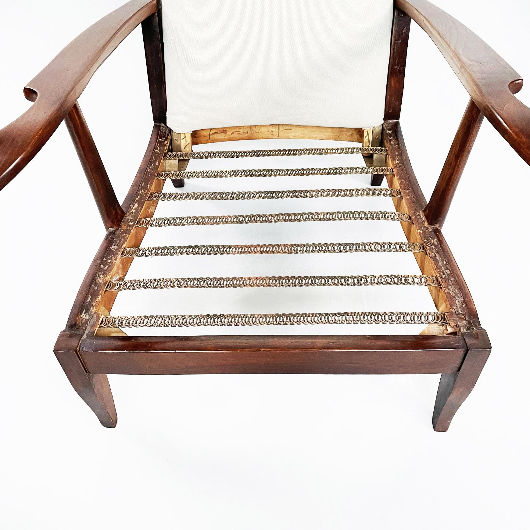 Italian Mid-Century White Fabric and Wooden Armchair by Paolo Buffa, 1950s For Sale 7
