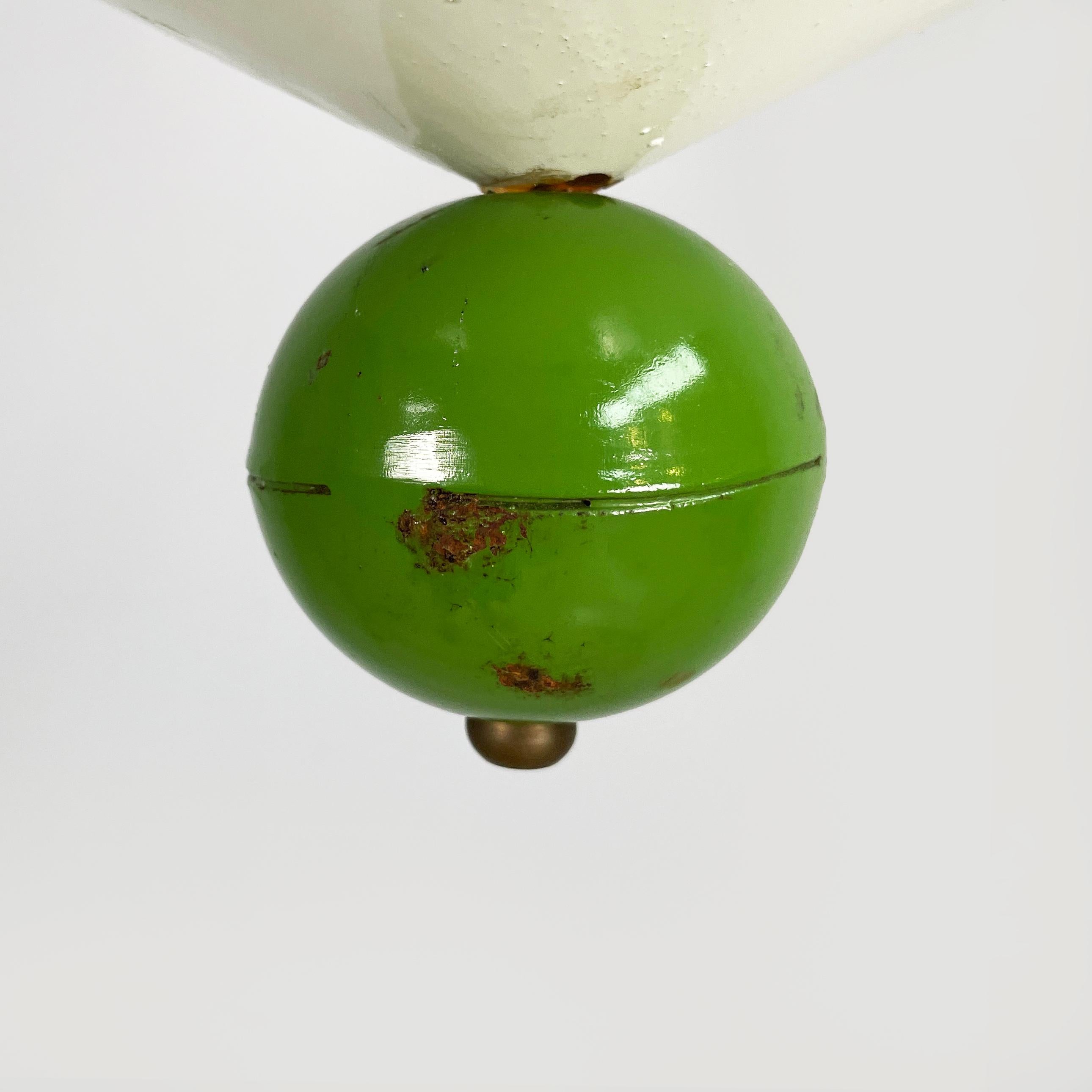 Lustre italien du milieu du siècle dernier à 5 lumières en fer blanc avec sphères colorées, années 1940 en vente 10