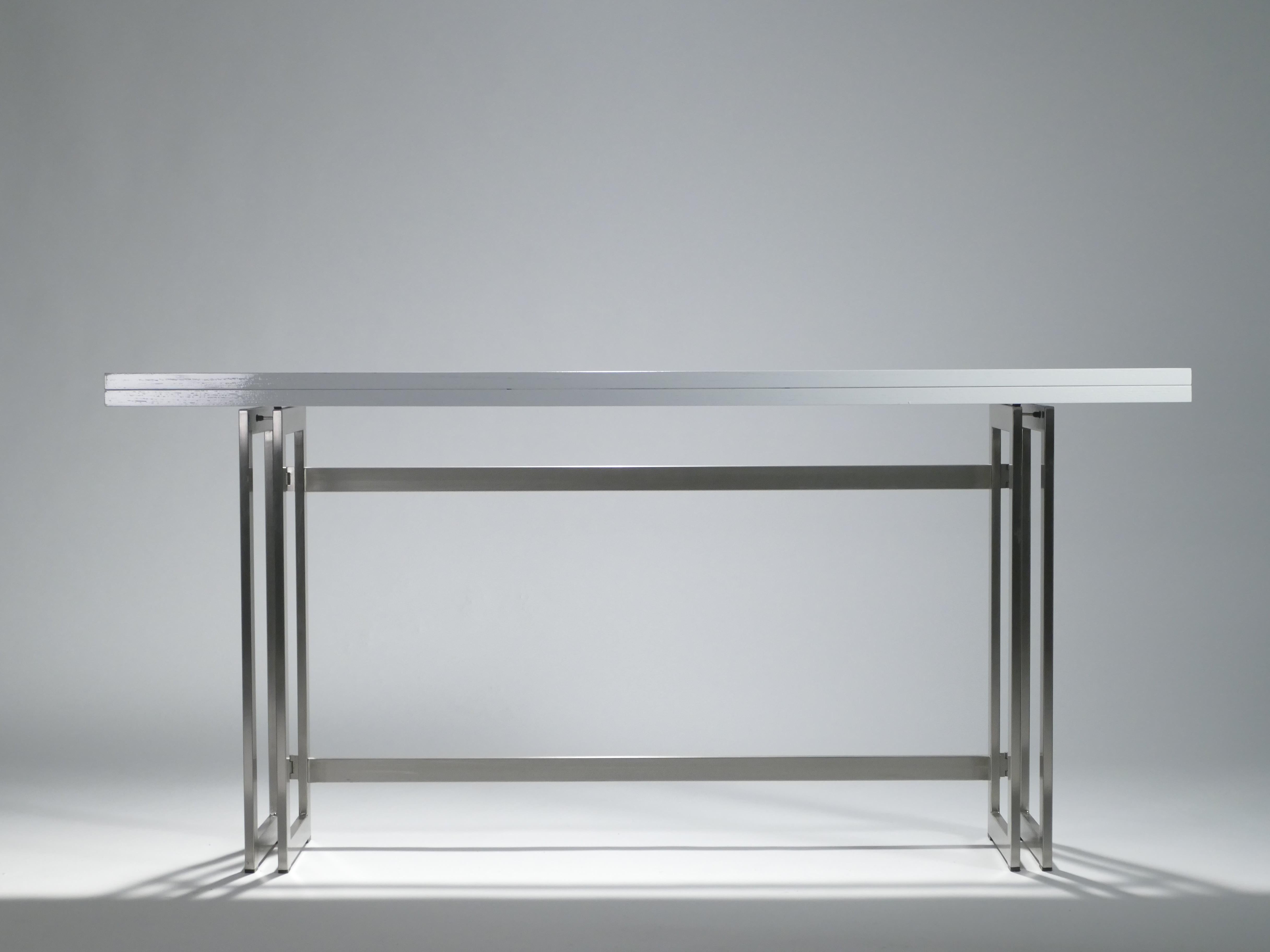 Mid-Century Modern Italian Midcentury White Lacquer Extending Console Table, 1970s